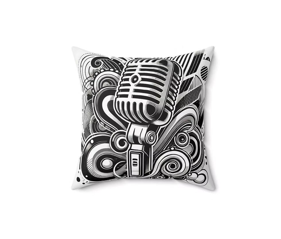 Classic Pop Microphone Decorative Throw Pillow